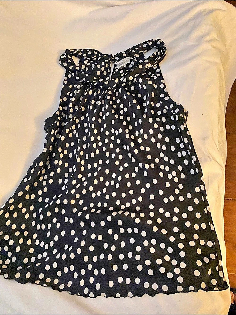 Polka Dot Sleeveless Blouse in Black & White